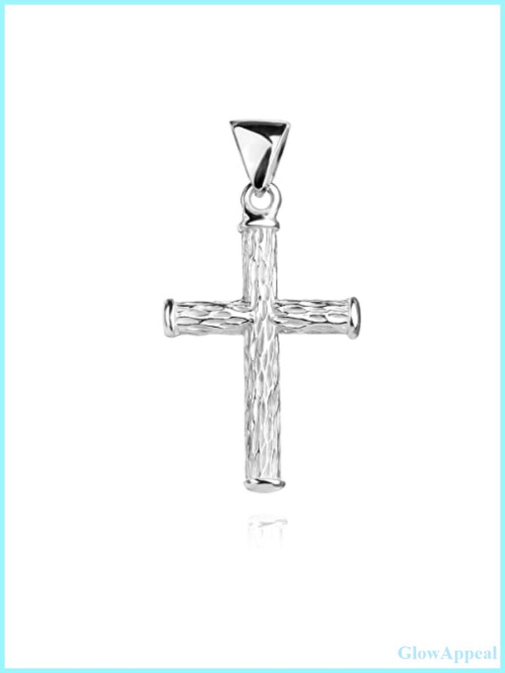 Sterling Silver 925 Cross Pendant Necklace Handmade Wood Textured Unisex